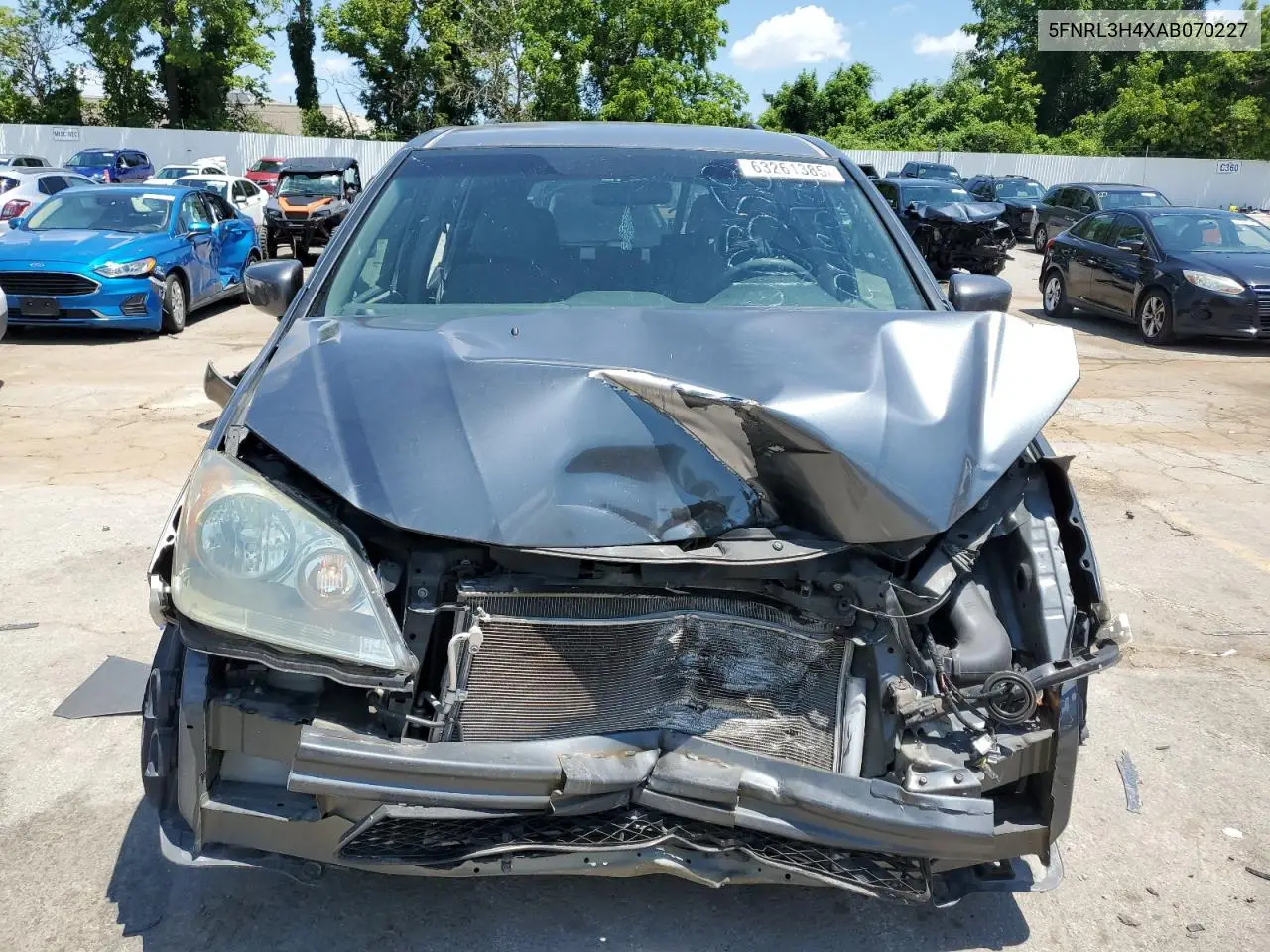 2010 Honda Odyssey Ex VIN: 5FNRL3H4XAB070227 Lot: 63261385