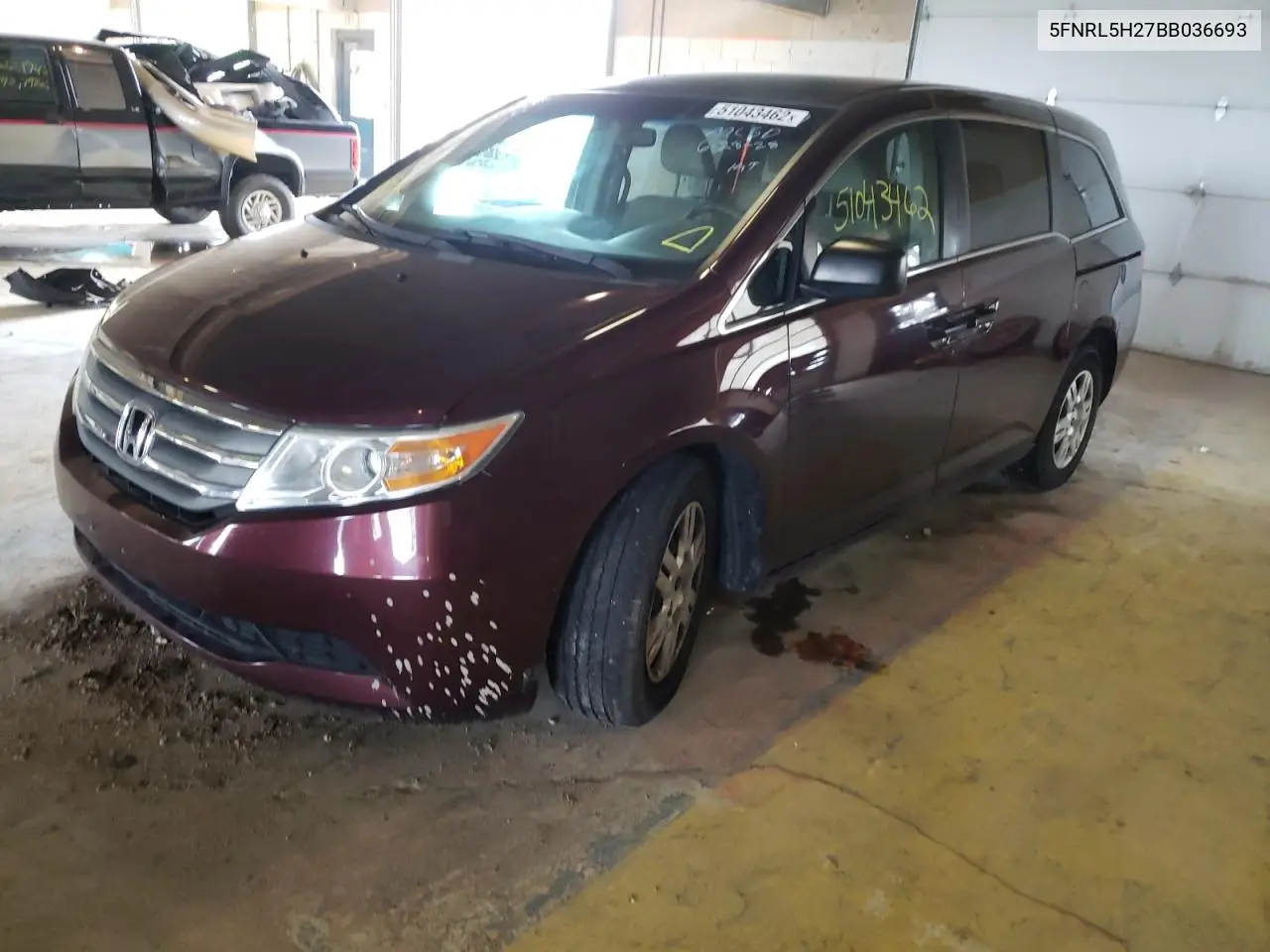2011 Honda Odyssey Lx VIN: 5FNRL5H27BB036693 Lot: 51043462