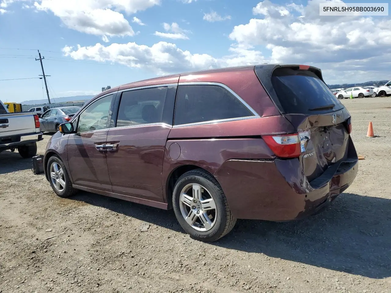 2011 Honda Odyssey Touring VIN: 5FNRL5H95BB003690 Lot: 56215185