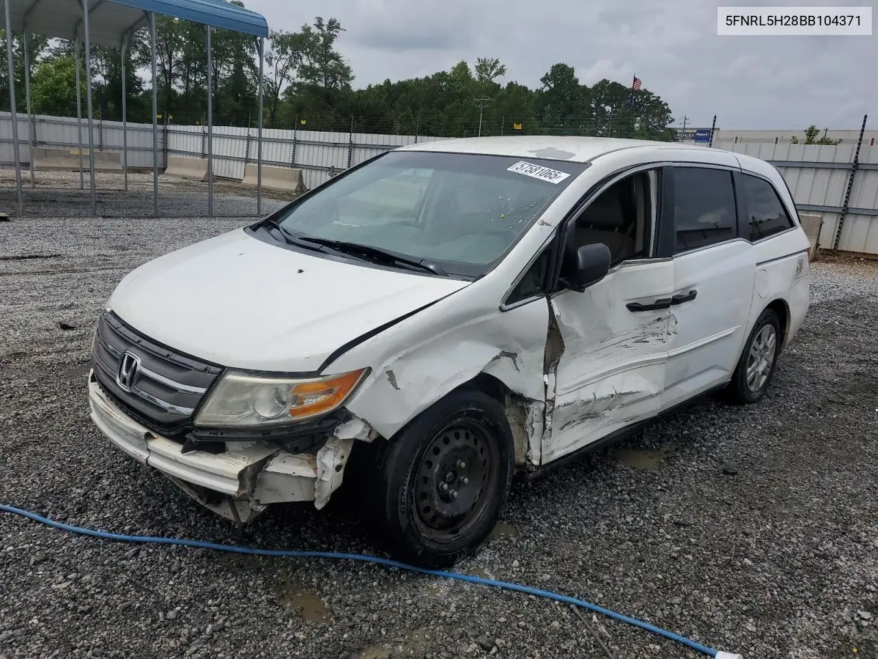 2011 Honda Odyssey Lx VIN: 5FNRL5H28BB104371 Lot: 57581065
