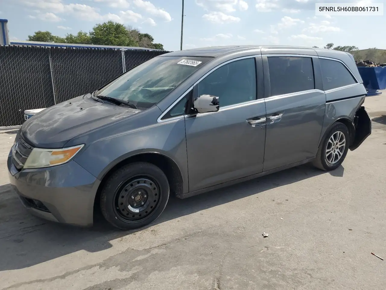 2011 Honda Odyssey Exl VIN: 5FNRL5H60BB061731 Lot: 57602865