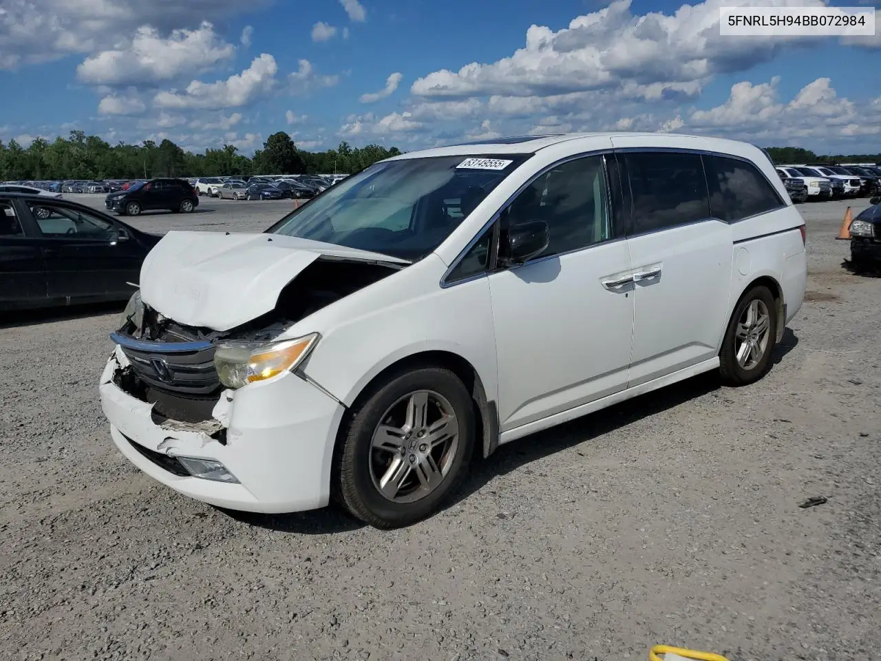 2011 Honda Odyssey Touring VIN: 5FNRL5H94BB072984 Lot: 63149555