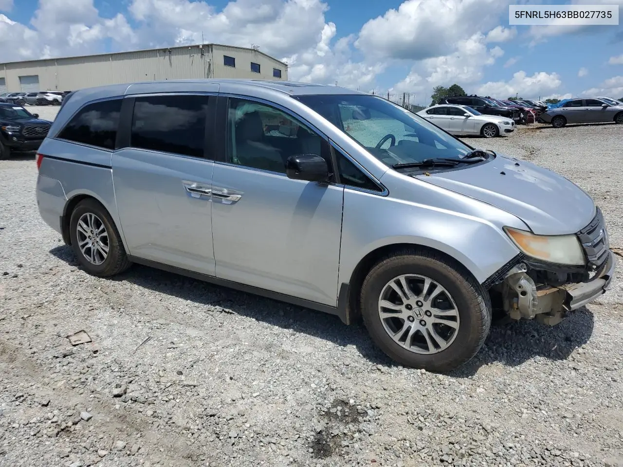 2011 Honda Odyssey Exl VIN: 5FNRL5H63BB027735 Lot: 63393605