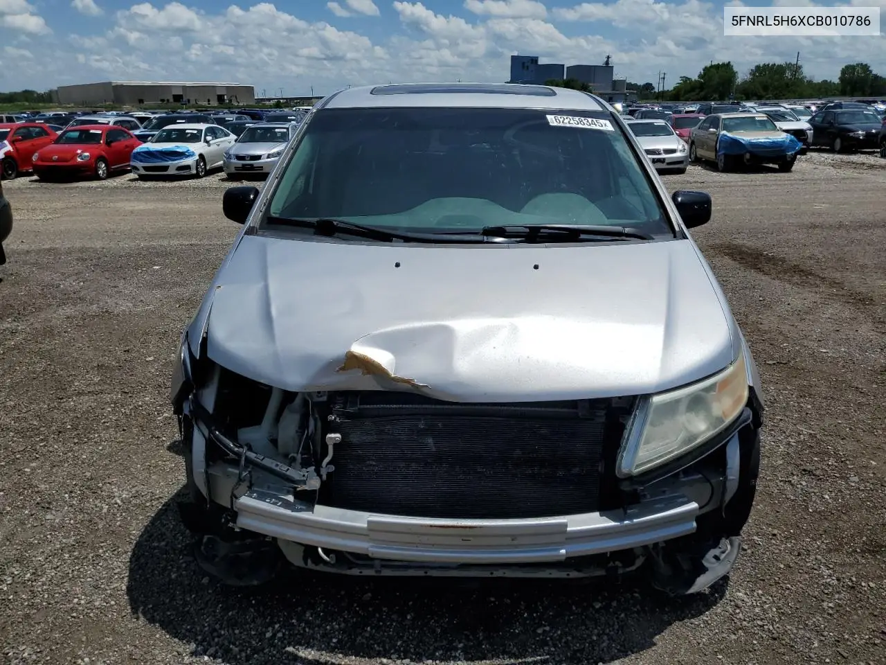 2012 Honda Odyssey Exl VIN: 5FNRL5H6XCB010786 Lot: 62258345