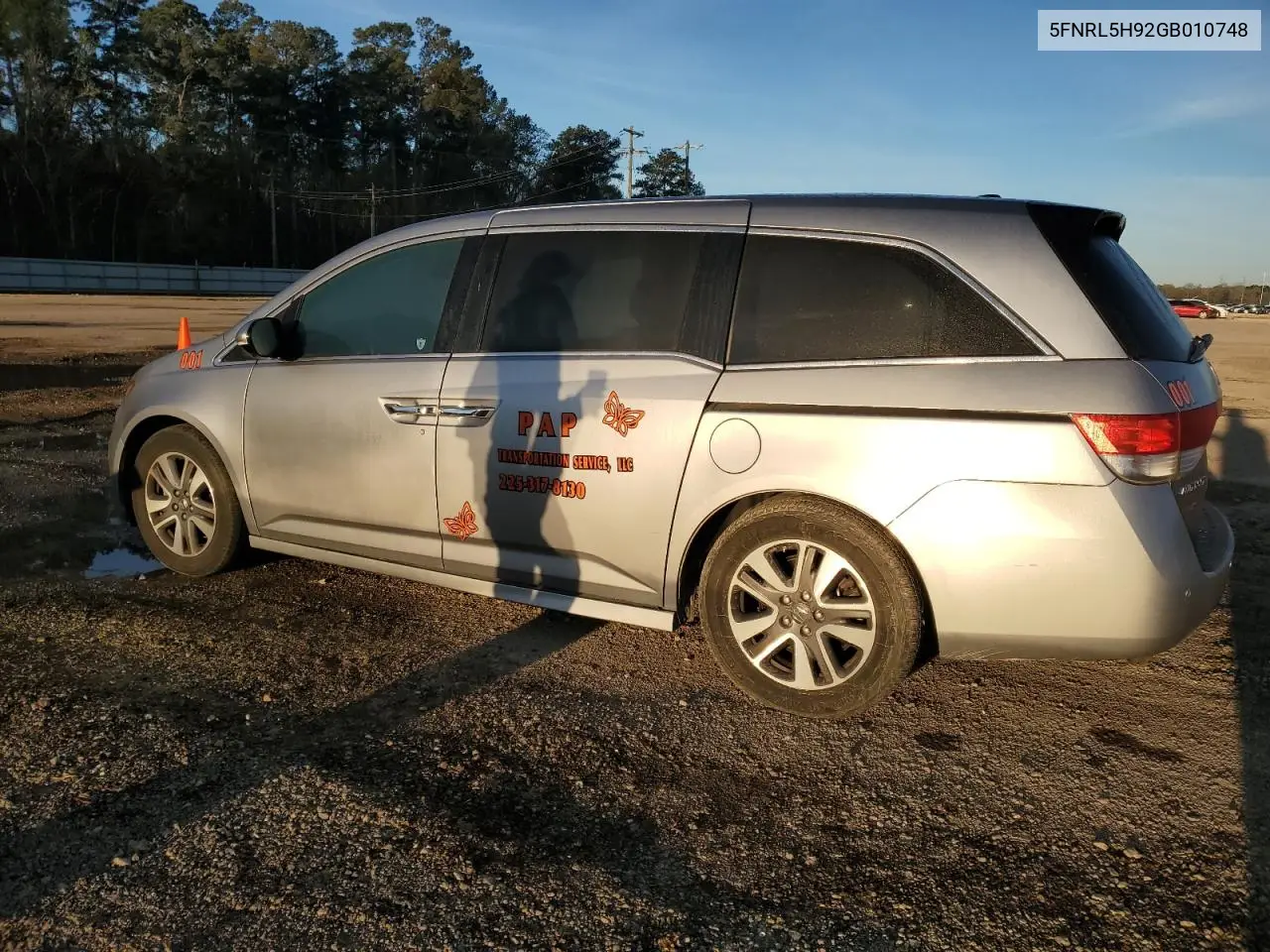 2016 Honda Odyssey Touring VIN: 5FNRL5H92GB010748 Lot: 48997425