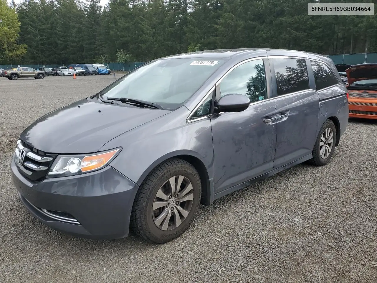 2016 Honda Odyssey Exl VIN: 5FNRL5H69GB034664 Lot: 56781175