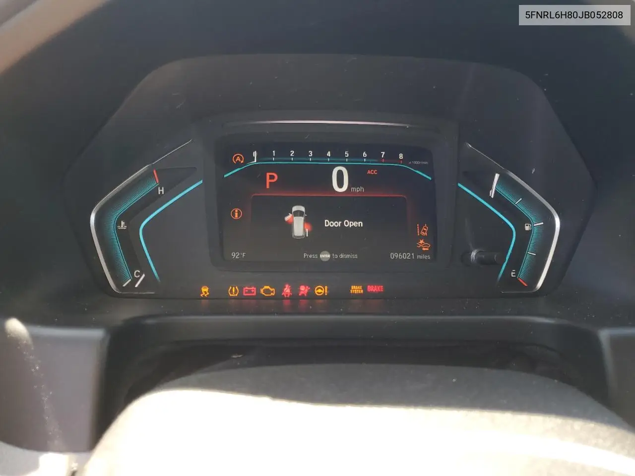 2018 Honda Odyssey Touring VIN: 5FNRL6H80JB052808 Lot: 63310555
