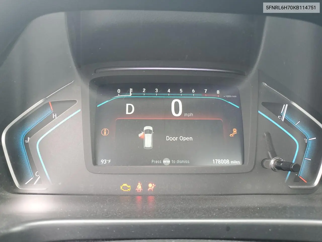 2019 Honda Odyssey Exl VIN: 5FNRL6H70KB114751 Lot: 56050635