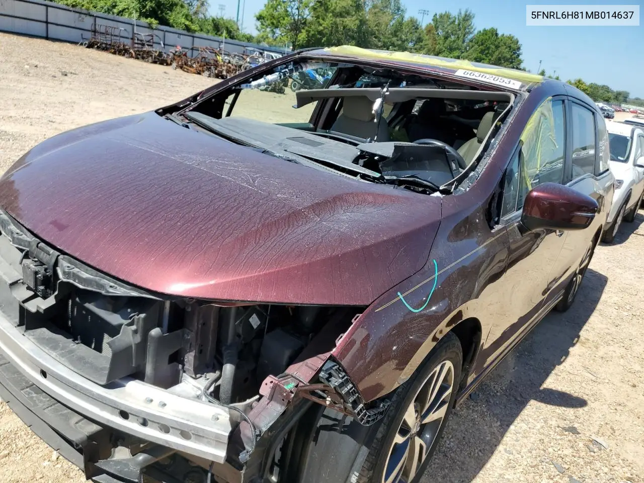 2021 Honda Odyssey Touring VIN: 5FNRL6H81MB014637 Lot: 66362053