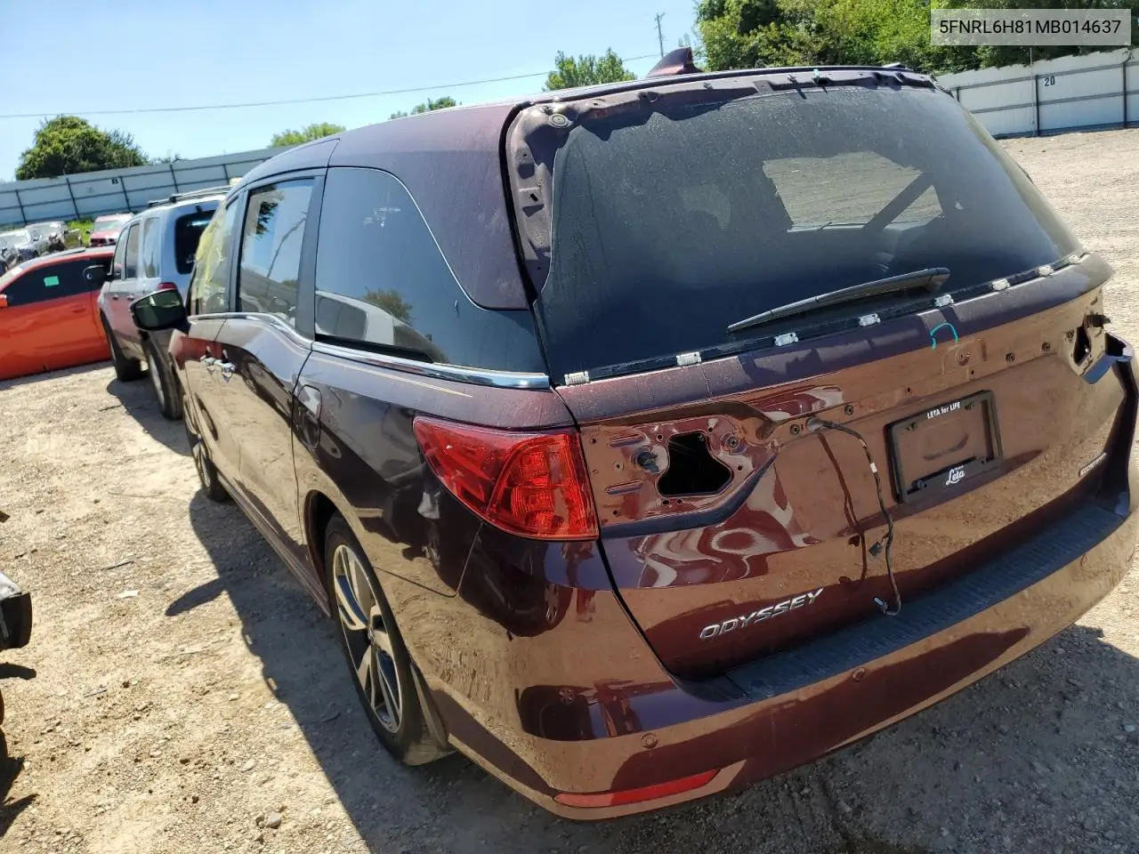 2021 Honda Odyssey Touring VIN: 5FNRL6H81MB014637 Lot: 66362053