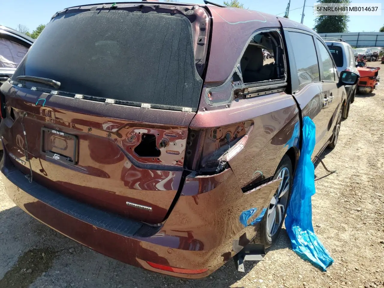 2021 Honda Odyssey Touring VIN: 5FNRL6H81MB014637 Lot: 66362053