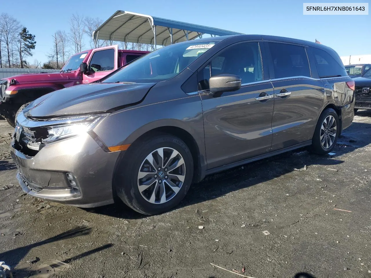 2022 Honda Odyssey Exl VIN: 5FNRL6H7XNB061643 Lot: 42940405