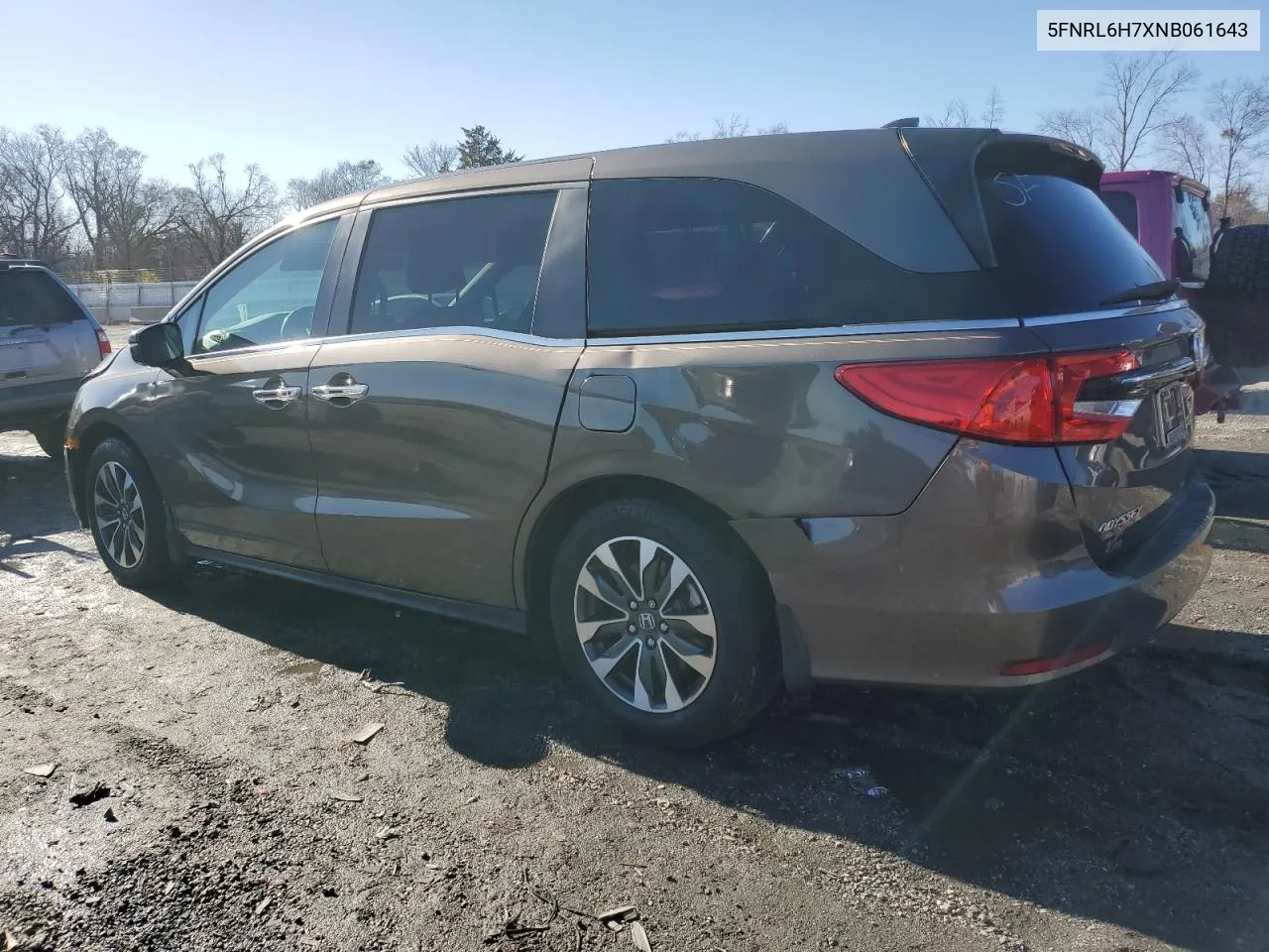 2022 Honda Odyssey Exl VIN: 5FNRL6H7XNB061643 Lot: 42940405