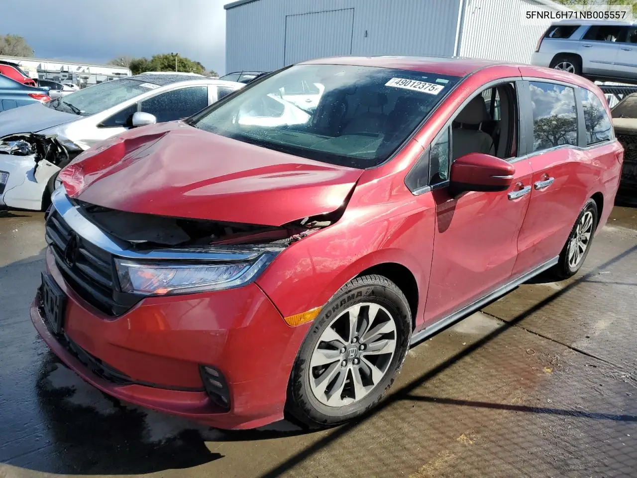 2022 Honda Odyssey Exl VIN: 5FNRL6H71NB005557 Lot: 49012375