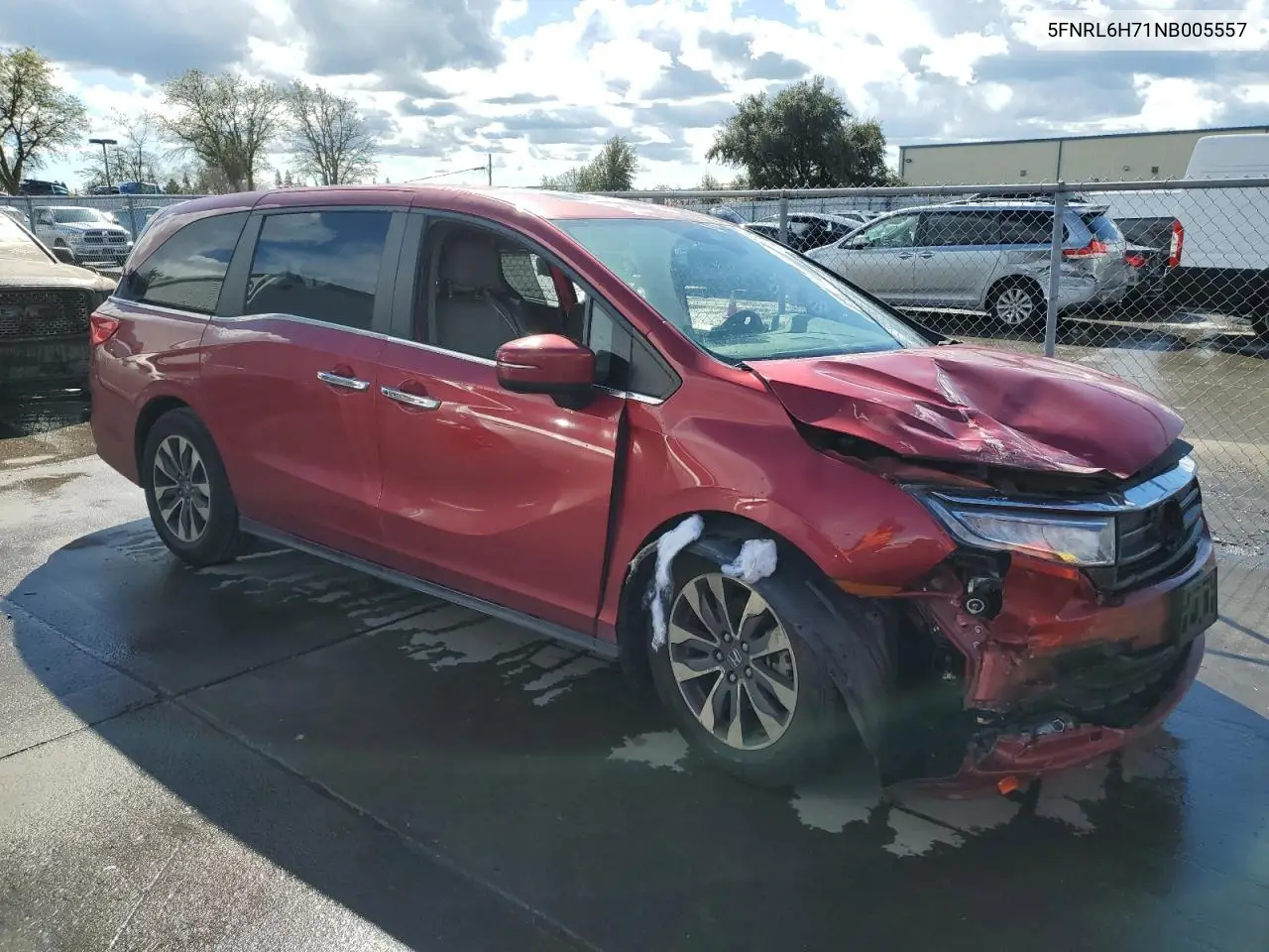 2022 Honda Odyssey Exl VIN: 5FNRL6H71NB005557 Lot: 49012375