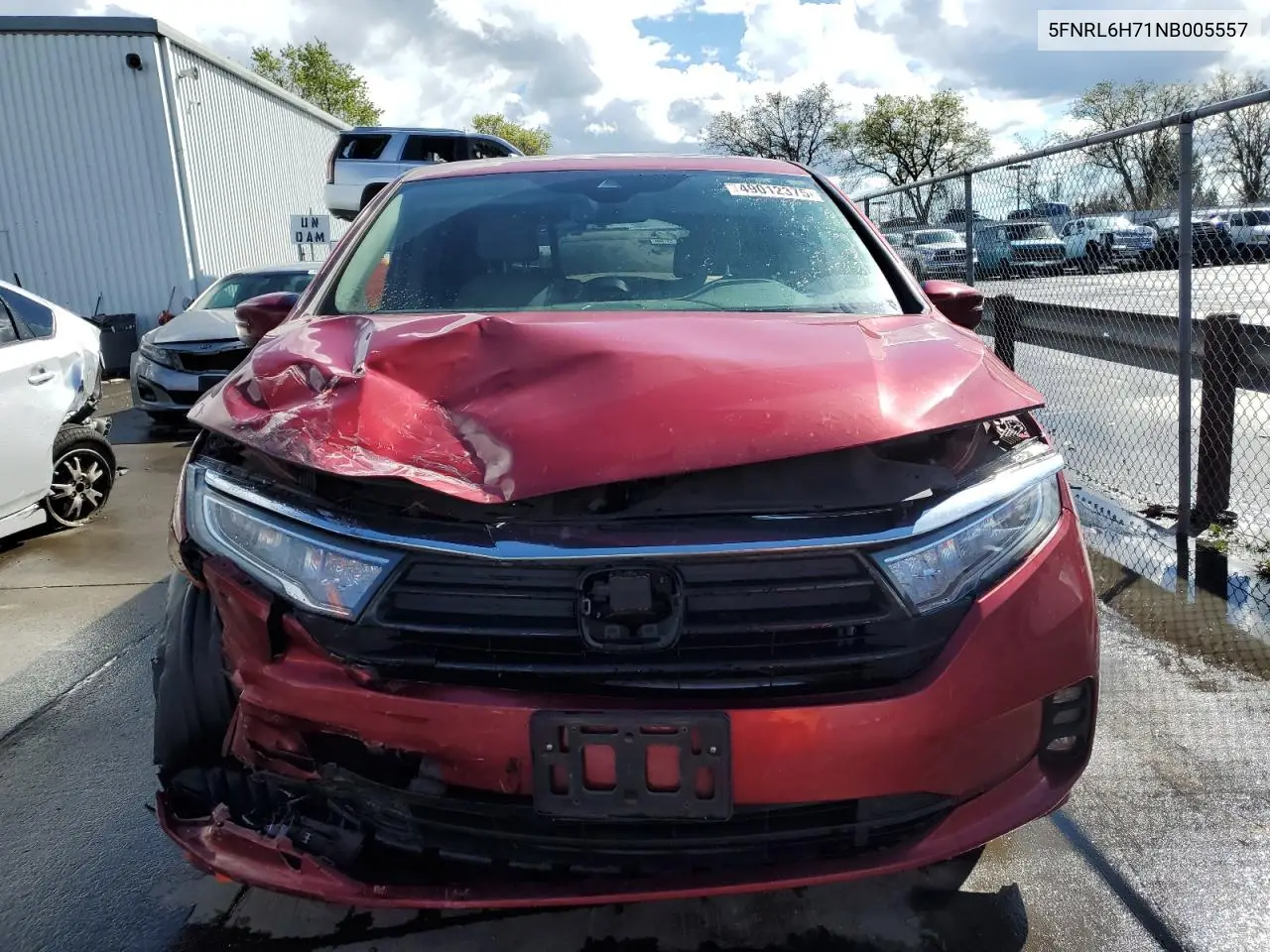 2022 Honda Odyssey Exl VIN: 5FNRL6H71NB005557 Lot: 49012375