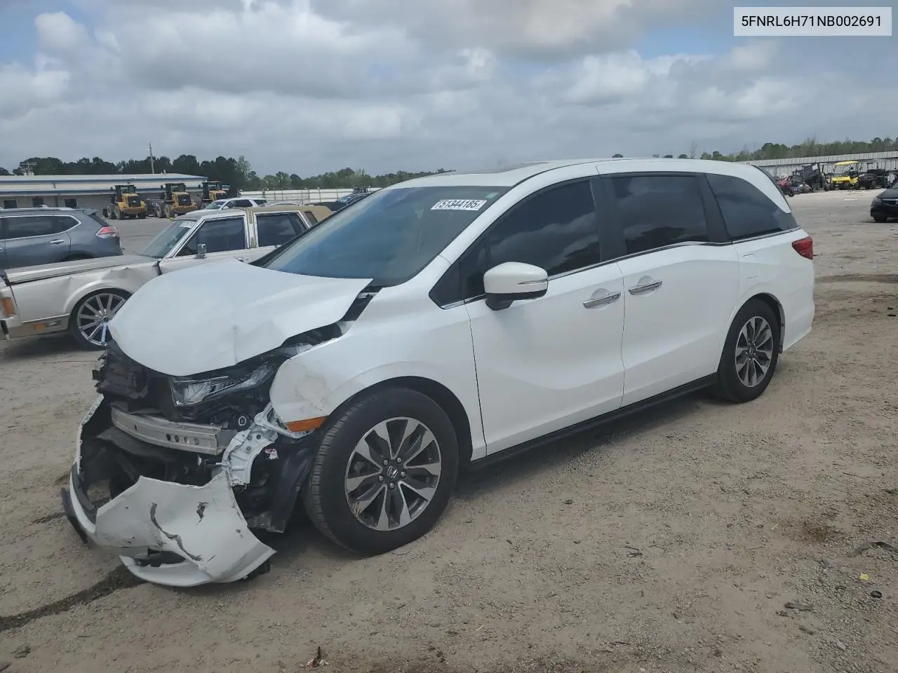 2022 Honda Odyssey Exl VIN: 5FNRL6H71NB002691 Lot: 51344185