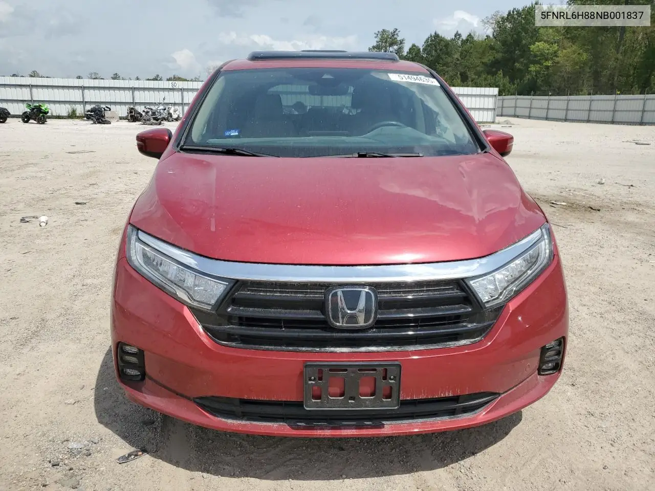 2022 Honda Odyssey Touring VIN: 5FNRL6H88NB001837 Lot: 51494635