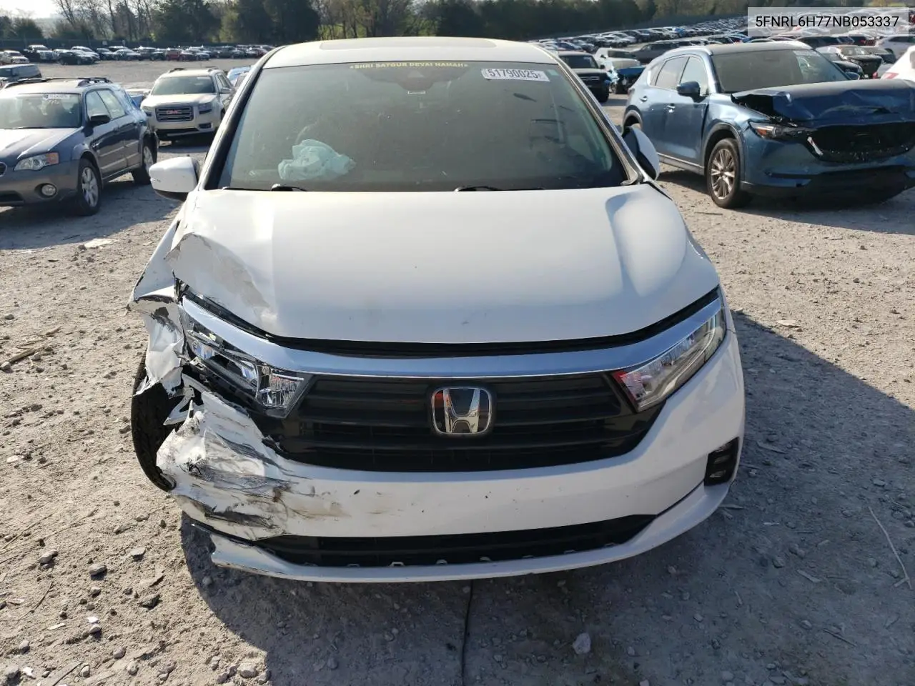 2022 Honda Odyssey Exl VIN: 5FNRL6H77NB053337 Lot: 51790025