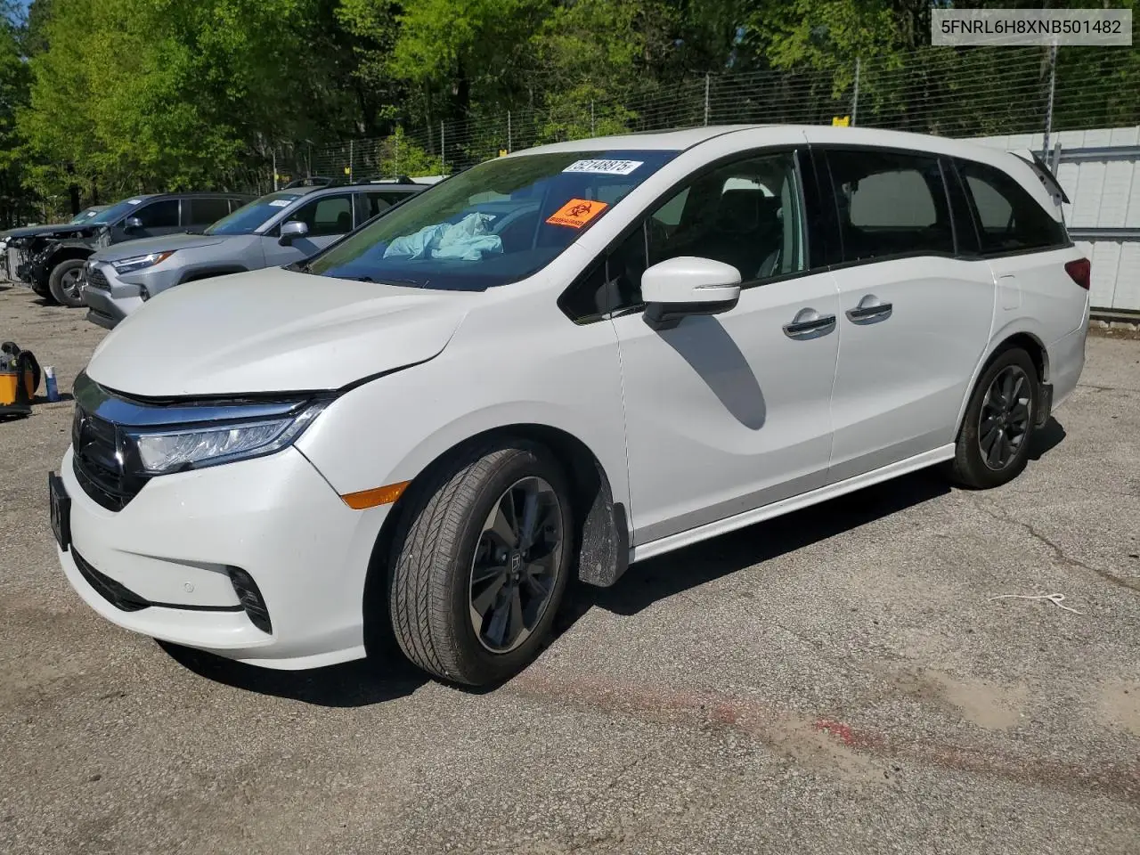 2022 Honda Odyssey Touring VIN: 5FNRL6H8XNB501482 Lot: 52148875