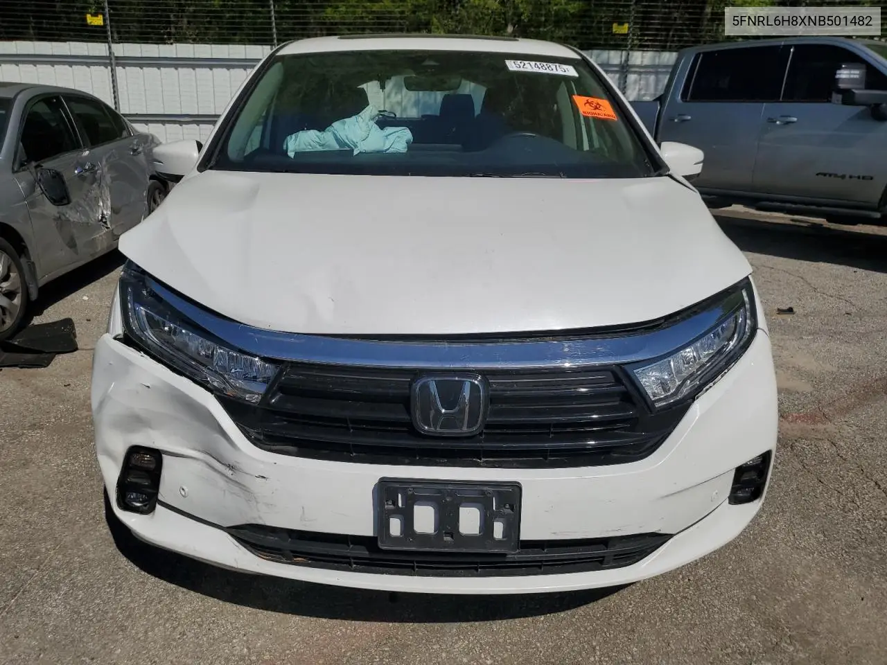 2022 Honda Odyssey Touring VIN: 5FNRL6H8XNB501482 Lot: 52148875