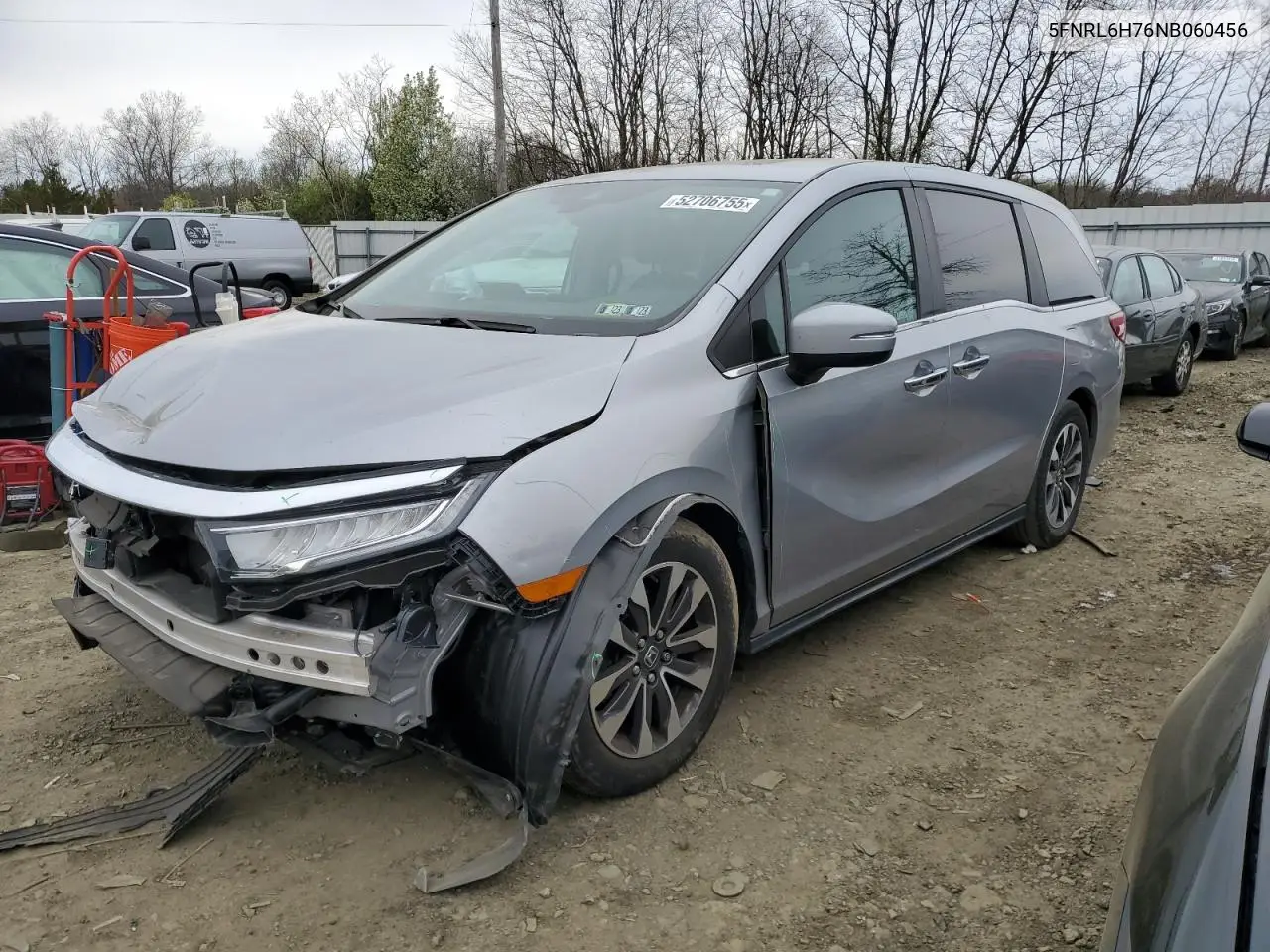2022 Honda Odyssey Exl VIN: 5FNRL6H76NB060456 Lot: 52706755