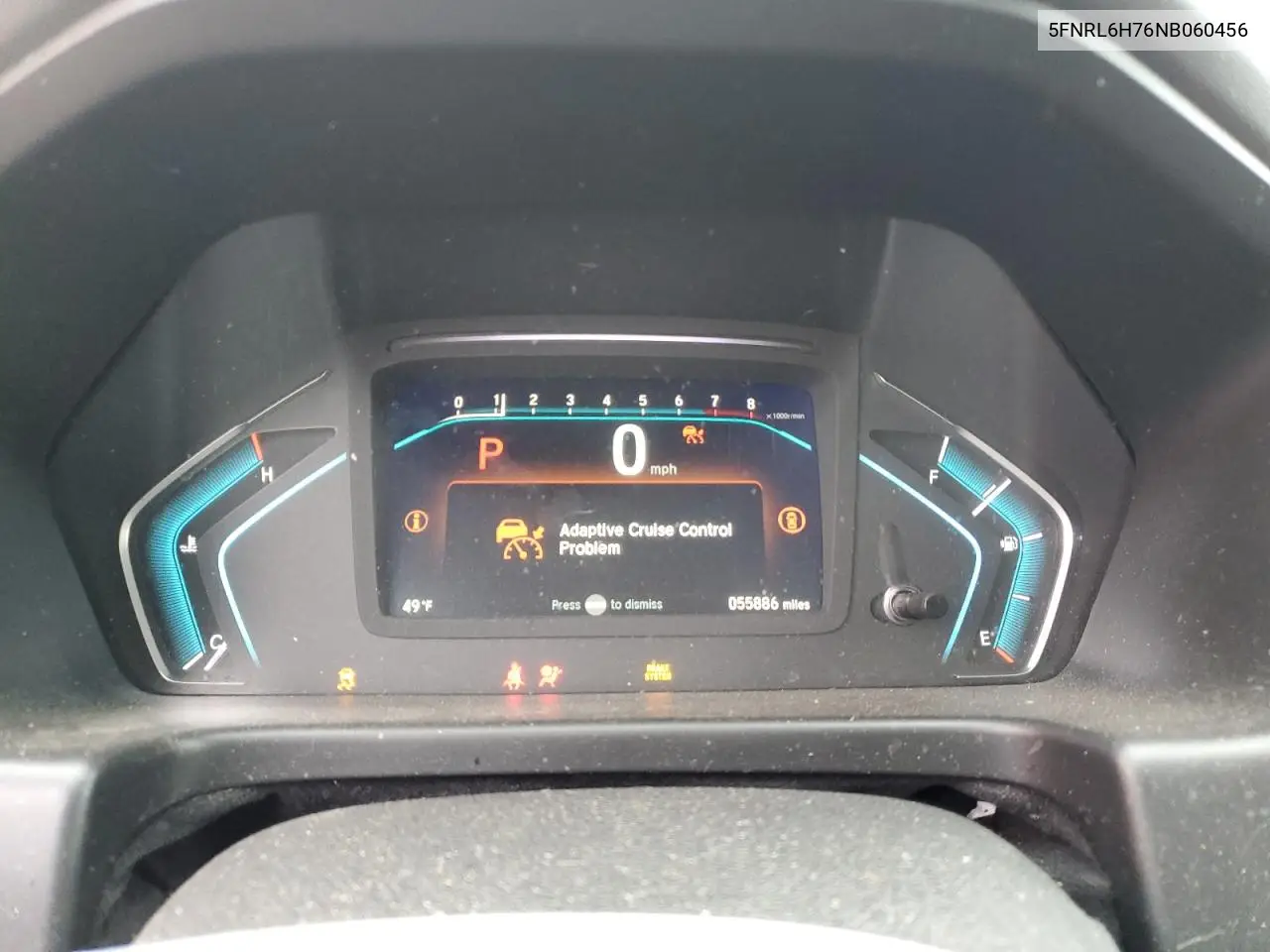 2022 Honda Odyssey Exl VIN: 5FNRL6H76NB060456 Lot: 52706755