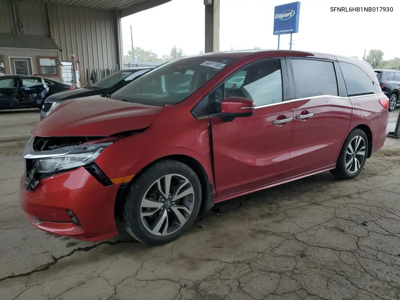 2022 Honda Odyssey Touring VIN: 5FNRL6H81NB017930 Lot: 54611165