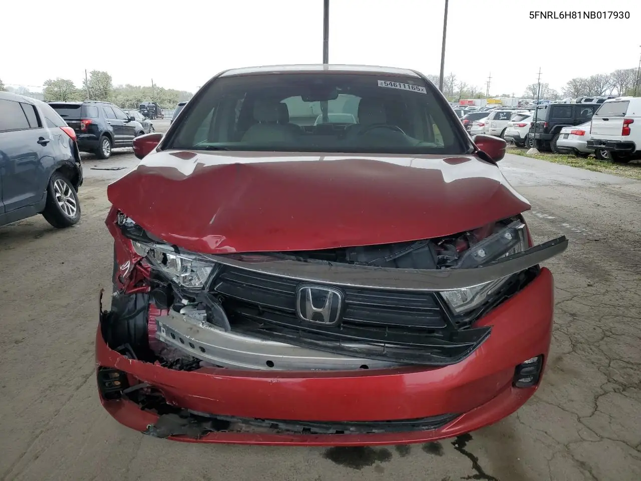 2022 Honda Odyssey Touring VIN: 5FNRL6H81NB017930 Lot: 54611165