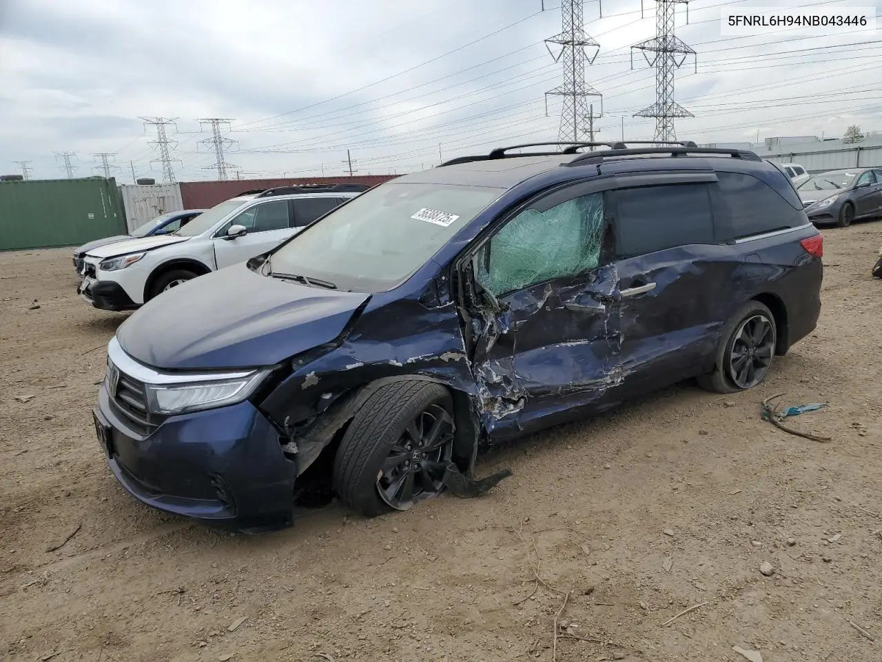 2022 Honda Odyssey Elite VIN: 5FNRL6H94NB043446 Lot: 56388725