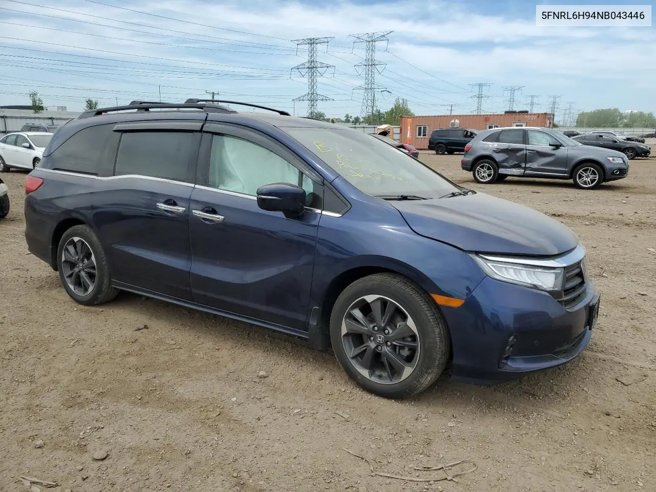 2022 Honda Odyssey Elite VIN: 5FNRL6H94NB043446 Lot: 56388725