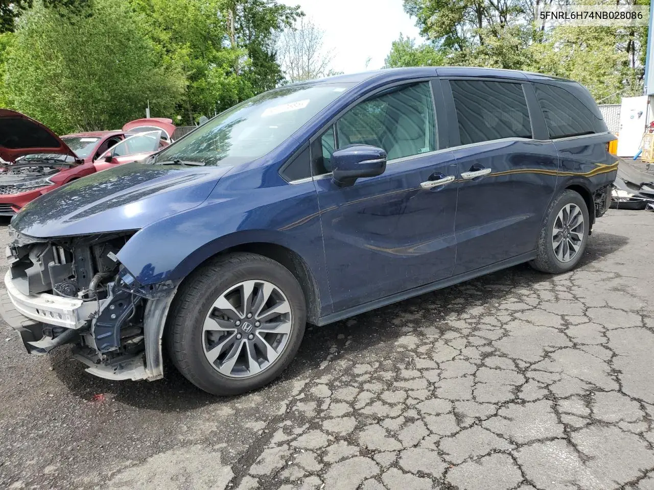 2022 Honda Odyssey Exl VIN: 5FNRL6H74NB028086 Lot: 56910685
