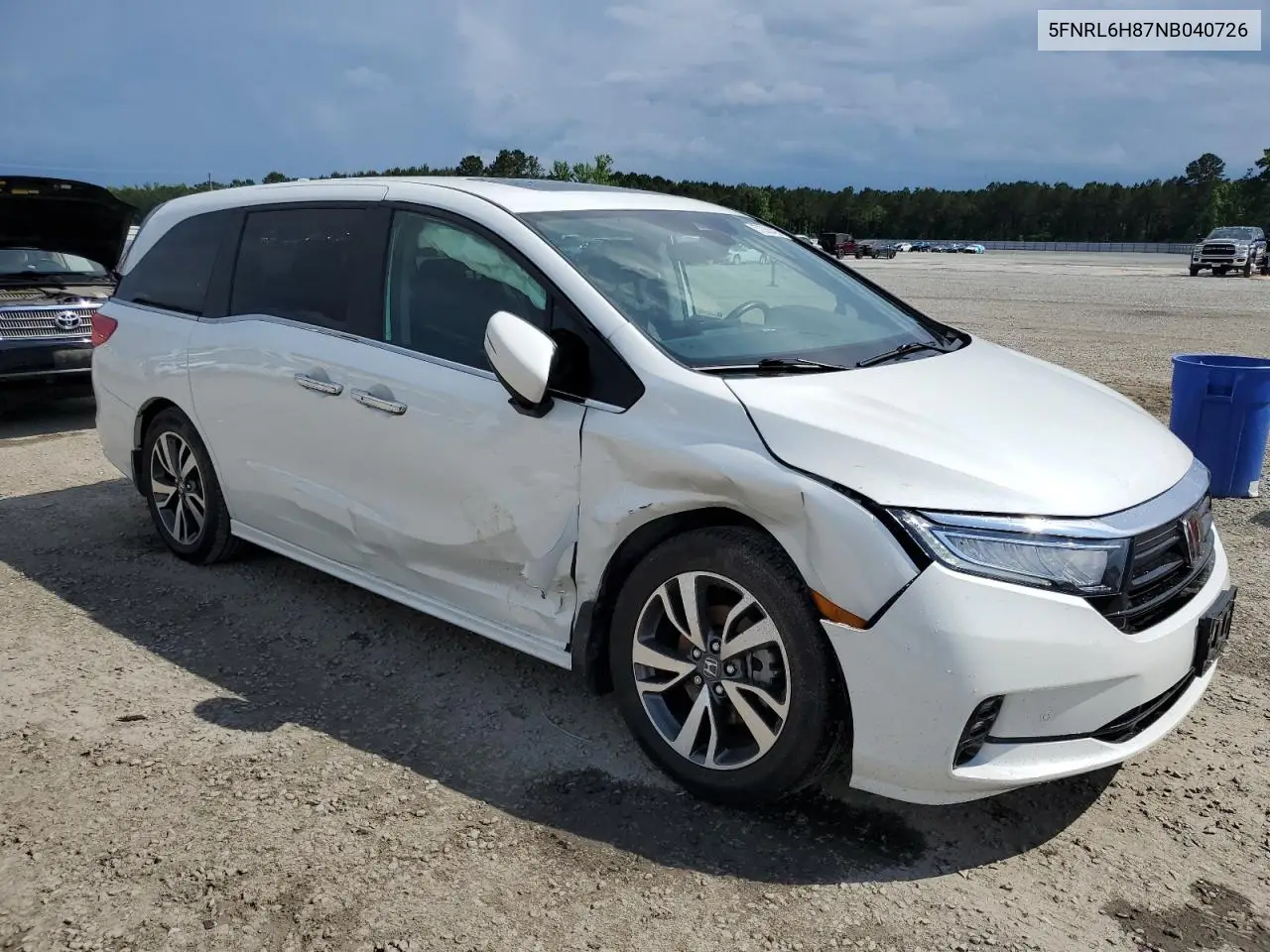 2022 Honda Odyssey Touring VIN: 5FNRL6H87NB040726 Lot: 57038425