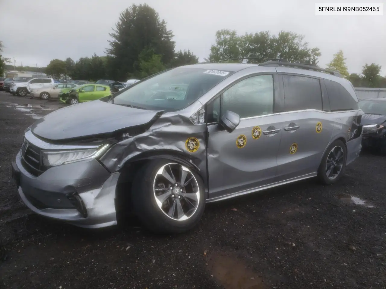 2022 Honda Odyssey Elite VIN: 5FNRL6H99NB052465 Lot: 58403495