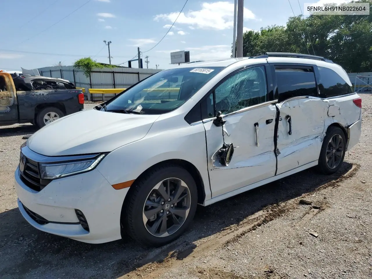 2022 Honda Odyssey Elite VIN: 5FNRL6H91NB022604 Lot: 60165615