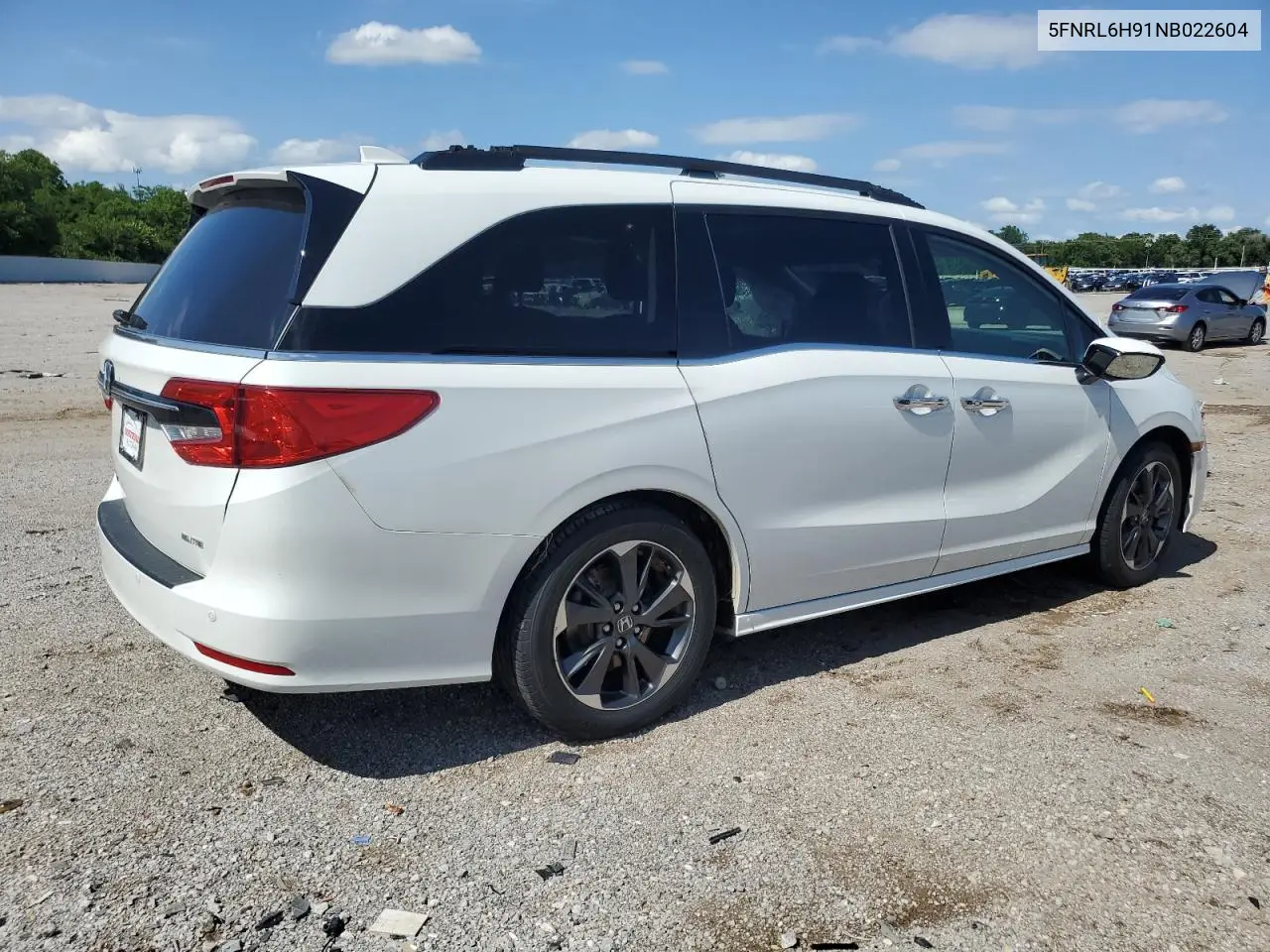 2022 Honda Odyssey Elite VIN: 5FNRL6H91NB022604 Lot: 60165615