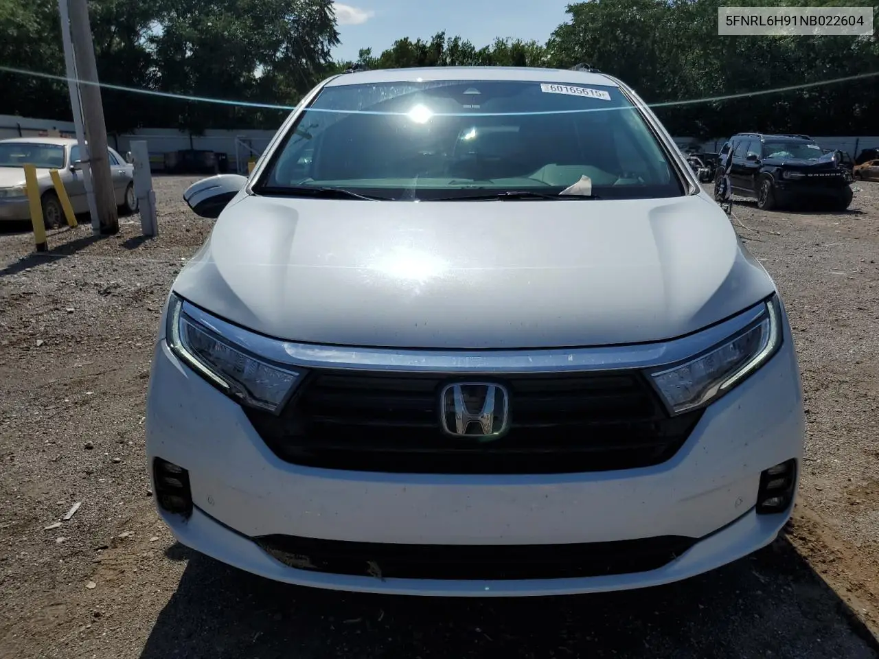 2022 Honda Odyssey Elite VIN: 5FNRL6H91NB022604 Lot: 60165615