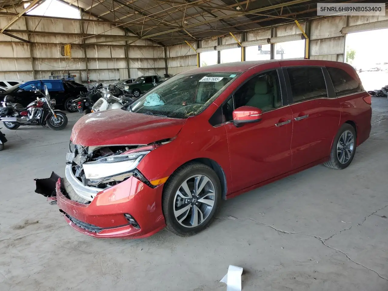 2022 Honda Odyssey Touring VIN: 5FNRL6H89NB053400 Lot: 60657685
