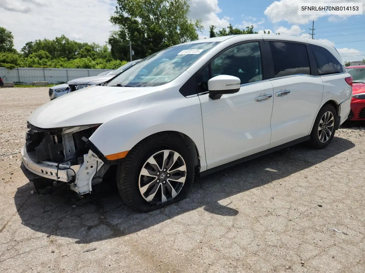 2022 Honda Odyssey Exl VIN: 5FNRL6H70NB014153 Lot: 61022125