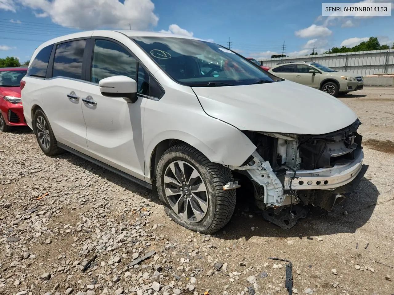 2022 Honda Odyssey Exl VIN: 5FNRL6H70NB014153 Lot: 61022125