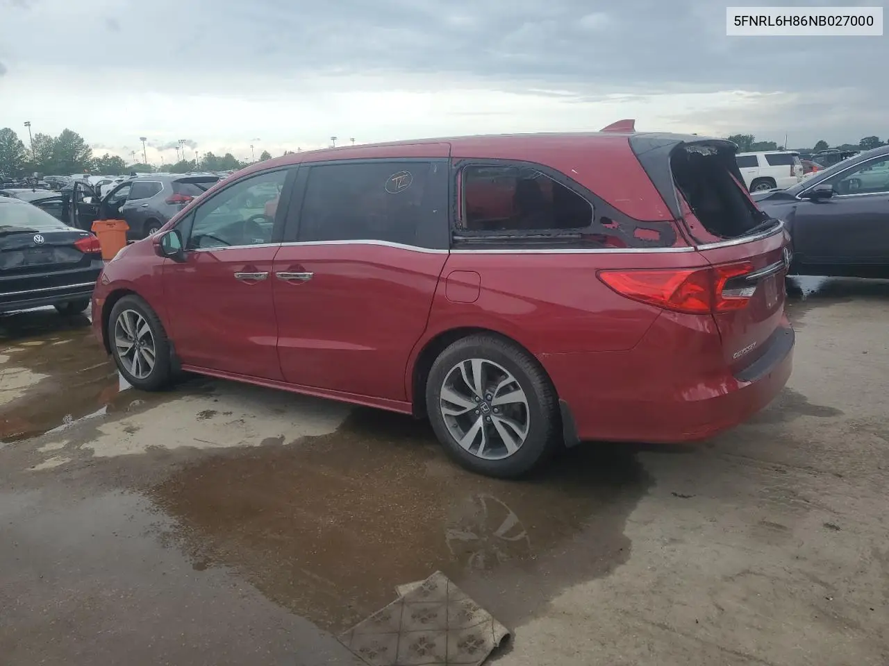 2022 Honda Odyssey Touring VIN: 5FNRL6H86NB027000 Lot: 61565415