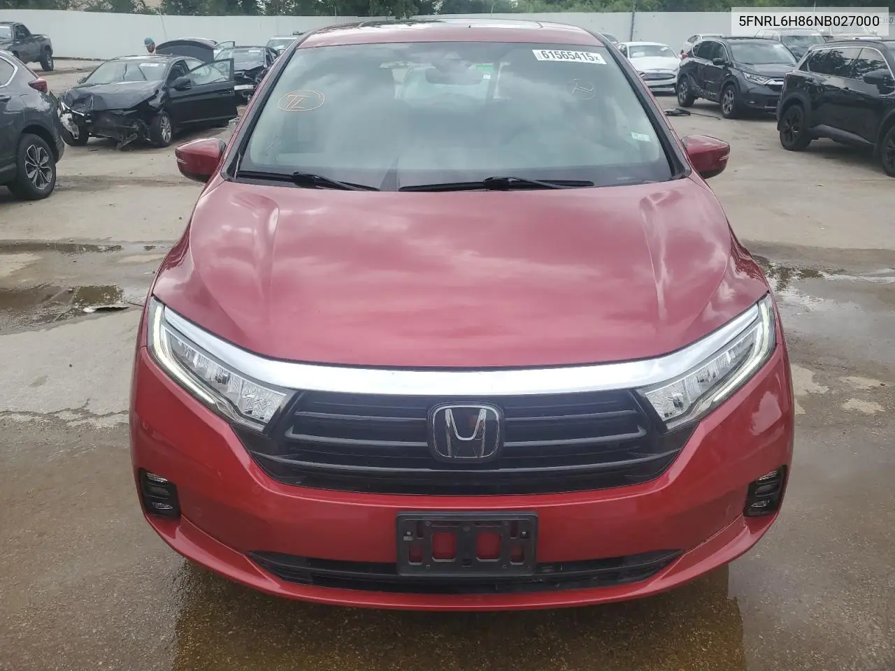 2022 Honda Odyssey Touring VIN: 5FNRL6H86NB027000 Lot: 61565415