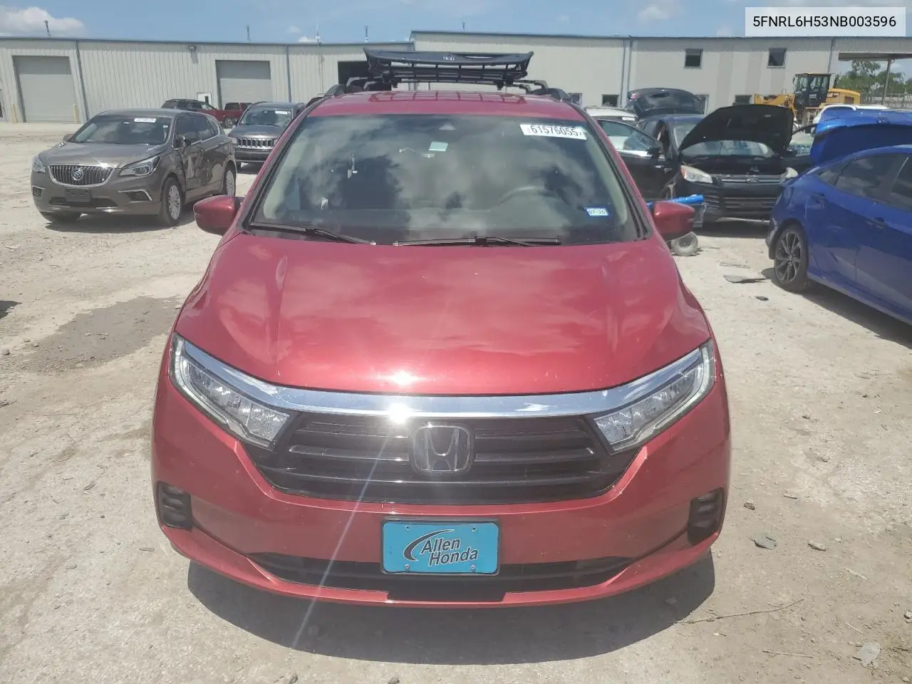 2022 Honda Odyssey Ex VIN: 5FNRL6H53NB003596 Lot: 61576055