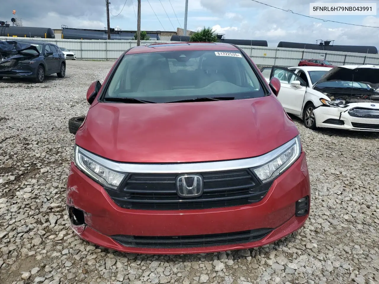 2022 Honda Odyssey Exl VIN: 5FNRL6H79NB043991 Lot: 61722535