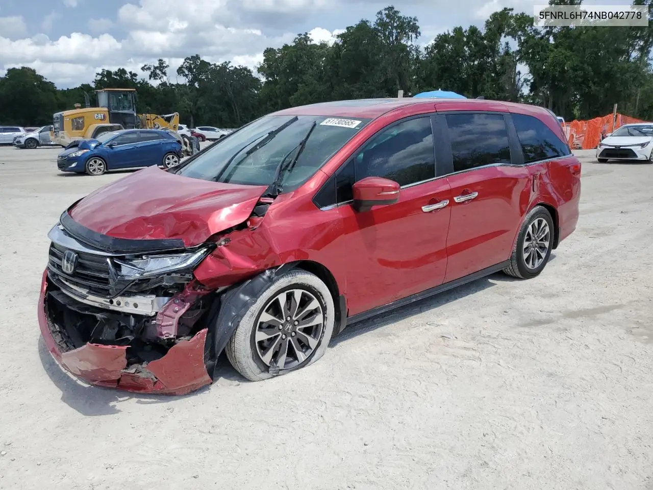 2022 Honda Odyssey Exl VIN: 5FNRL6H74NB042778 Lot: 61730565