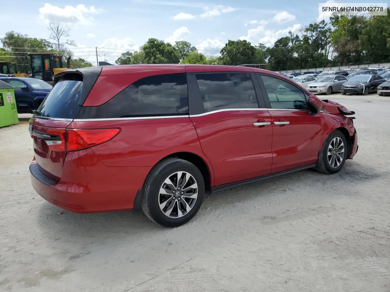 2022 Honda Odyssey Exl VIN: 5FNRL6H74NB042778 Lot: 61730565