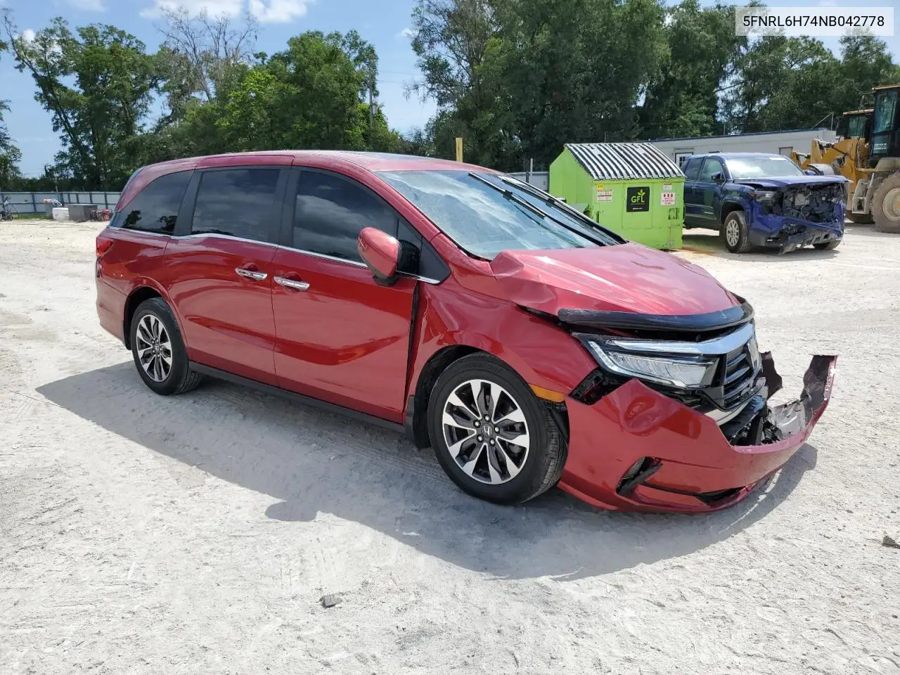 2022 Honda Odyssey Exl VIN: 5FNRL6H74NB042778 Lot: 61730565