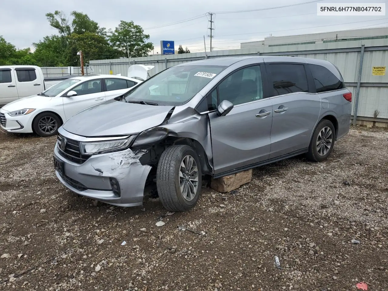 2022 Honda Odyssey Exl VIN: 5FNRL6H77NB047702 Lot: 61781505