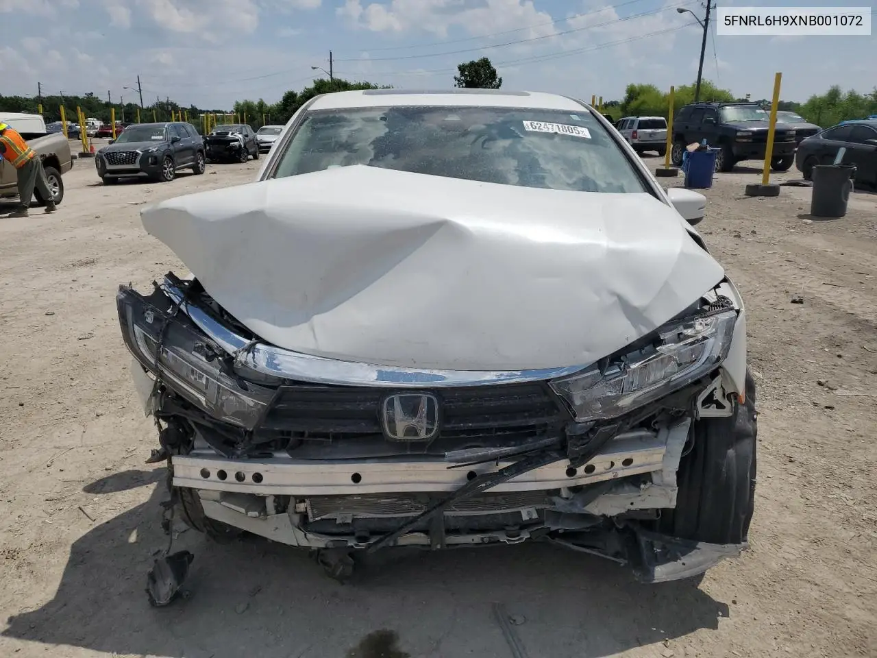 2022 Honda Odyssey Elite VIN: 5FNRL6H9XNB001072 Lot: 62471805