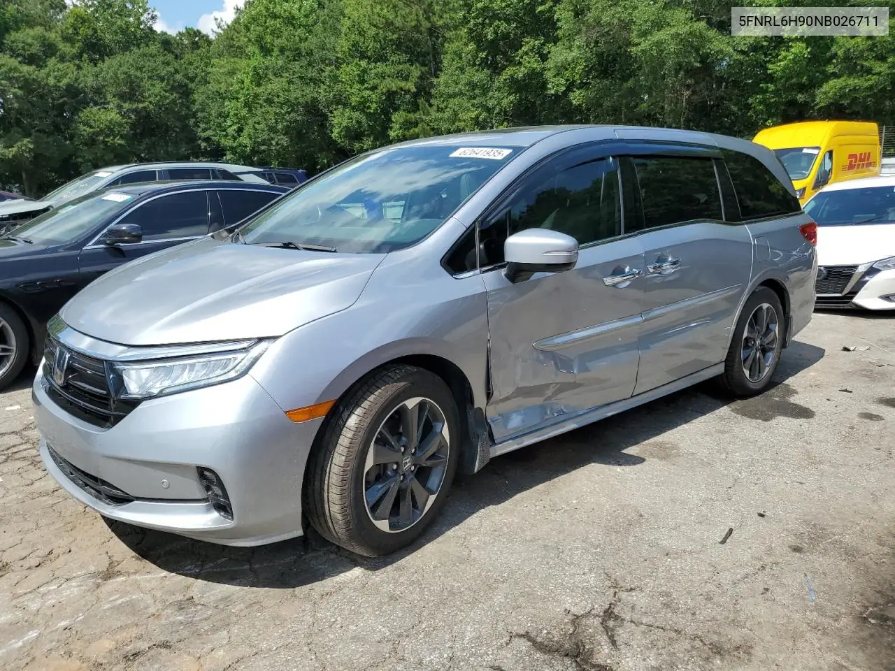 2022 Honda Odyssey Elite VIN: 5FNRL6H90NB026711 Lot: 62641935